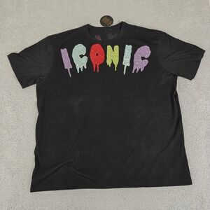 Rawyalty Iconic Shirt Mens 3XL Black Multicolor Sequin Drip Graphic Tee New‎